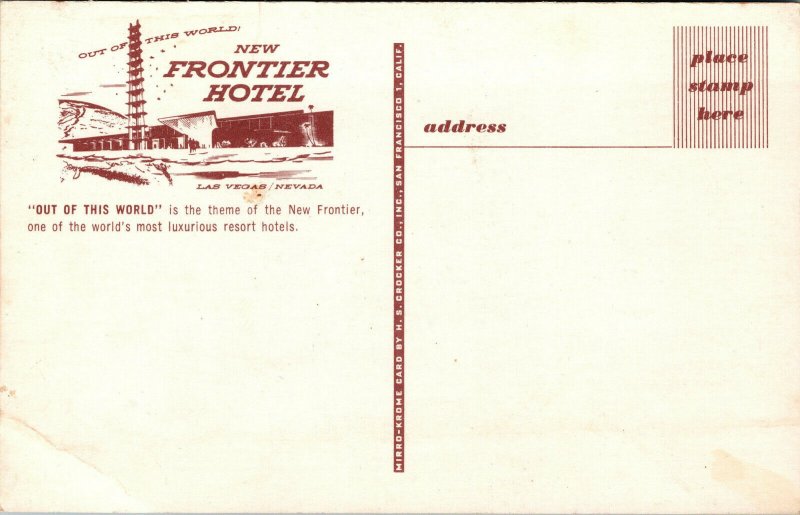 Vtg New Frontier Hotel Casino Out of this World Las Vegas Nevada Postcard