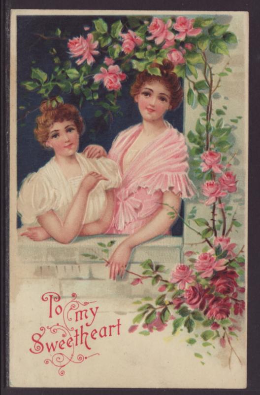 To My Sweetheart,Roses,Women Postcard