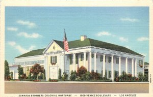 Linen Postcard; Edwards Bros. Colonial Mortuary, 1000 Venice Blvd Los Angeles CA