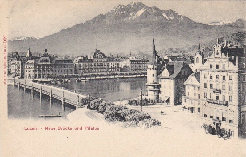 Switzerland Luzern Neue Bruecke und Pilatus New Bridge sk4292