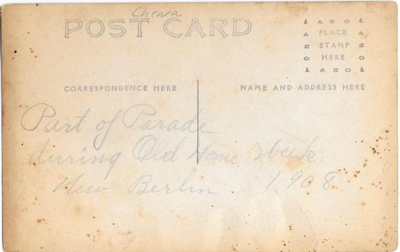 RPPC 1908 Old Home Week Parade - New Berlin NY - Real Photo c1911 Postcard