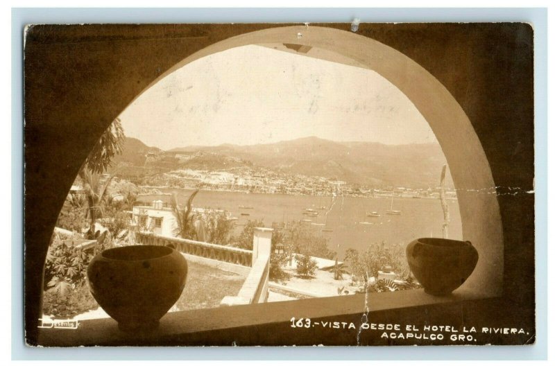 C. 1910. RPPC Vista Desde El Hotel La Riviera Acapulco Gro. Postcard P41