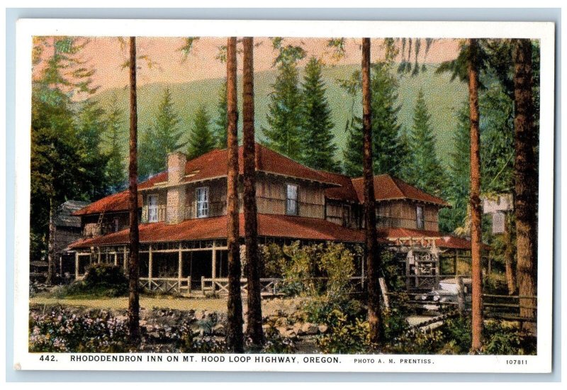 c1960s Rhododendon Inn View On Mt. Hood Loop Highway Oregon OR Unposted Postcard