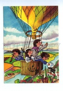 141894 Dressed HEDGEHOG Hot air BALLOON Old Colorful PC