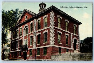 Bangor Maine ME Postcard Valentine School Building Exterior 1913 Antique Vintage