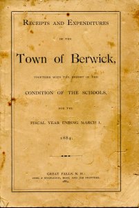 Town Report - Berwick, Maine. FY Ending March 1, 1884. (7.75 X 5.25) 52pp, ...