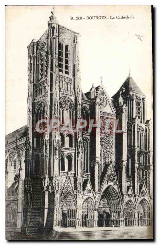 Old Postcard Bourges Cathedrale