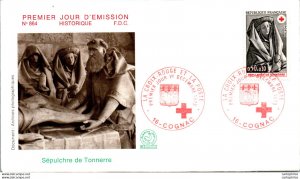 FDC France Croix Rouge Sepulchre de Tonnerre Cognac 19073