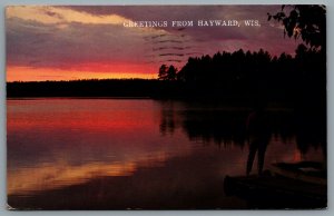 Postcard Hayward WI c1976 Greetings From Hayward Wisconsin Tranquil Lakeside