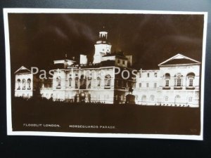 c1930's RP FLOOD-LIT LONDON: Horseguards Parade