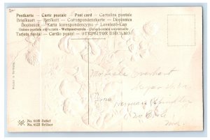 c1910's Christmas Greetings Childrens Singing Flute Shamrock Embossed Postcard 