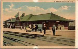 Postcard Erie Railroad Station in Niles, Ohio