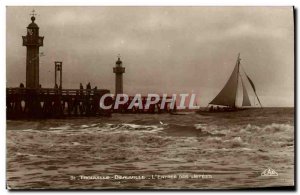 Old Postcard Trouville Deauville L & # 39Entree boat jetties