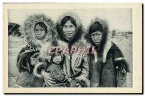 Old Postcard Polar Family Among Eskimos Alaska Bering Strait