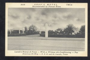 LAREDO TEXAS GRAF'S MOTEL VINTAGE B&W ADVERTISING POSTCARD MOTEL