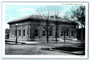 c1920 U.S. Post Office Exterior Building Perry Iowa Vintage Antique IA Postcard