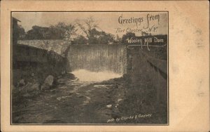 Port Chester New York NY Woolen Mill Dam Waterfall c1910 Vintage Postcard