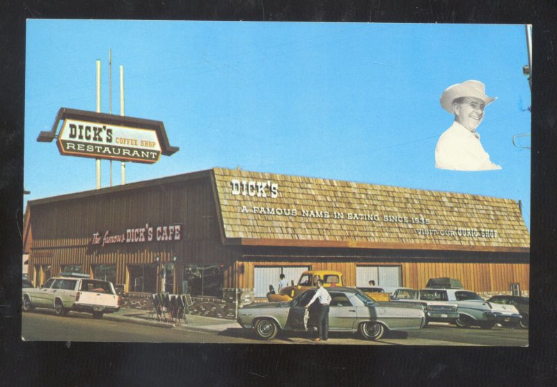 SAINT ST. GEORGE UTAH DICK'S CAFÉ RESTAURANT OLD CARS ADVERTISING POSTCARD