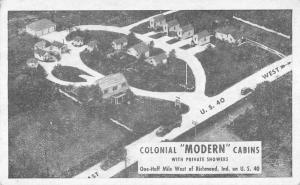 Richmond Indiana aerial view Colonial Modern Cabins antique pc Z51206