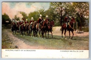 Scouting Party Of 3rd Dragoons, Canadian Militia In Camp, Antique 1907 Postcard