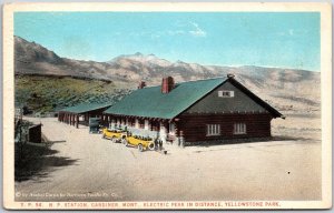 N. P. Station Gardiner Montana Electric Peak Yellowstone Nat'l Park WY Postcard