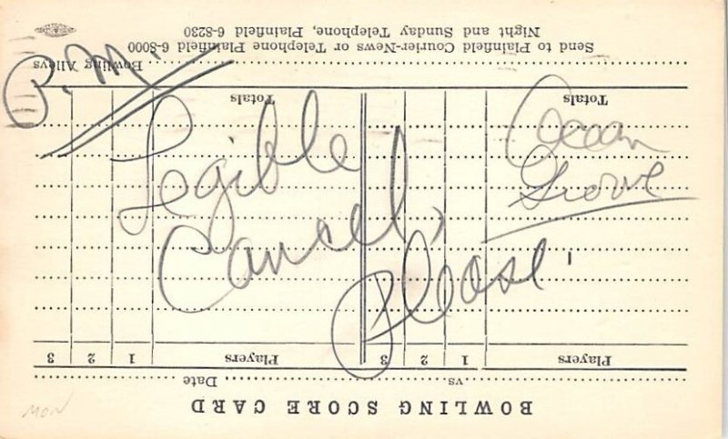 Score Card Bowling 1940 