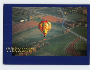 Postcard Hot Air Balloon Over Wisconsin