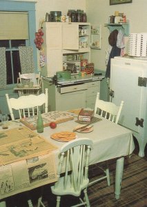 American Old Stamp Collection Cigar Tin in 1930s Kitchen USA Postcard