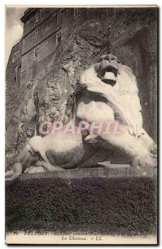Belfort Old Postcard The Lion Bartholdi The castle