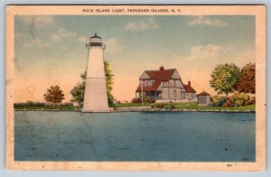 Rock Island Light, Thousand Islands New York, Vintage 1938 Wm. Jubb Postcard