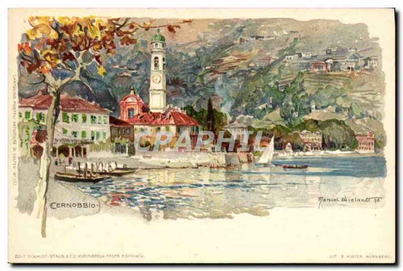 Old Postcard Italy Illustrator Cernobbio