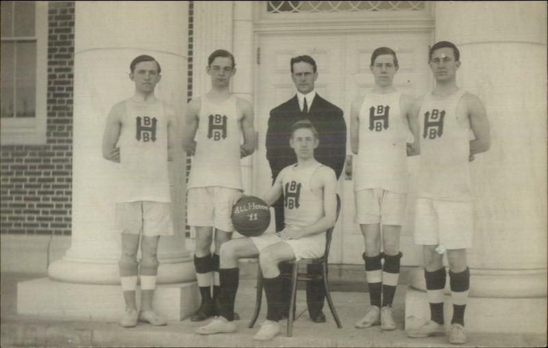 Gill MA Mount Mt. Hermon Boys Basketball Team c1910 Real Photo Postcard CRISP