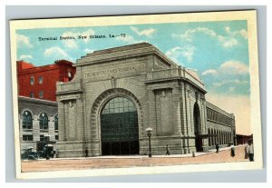Vintage 1920's Colorized Photo Postcard Terminal Station New Orleans Louisiana