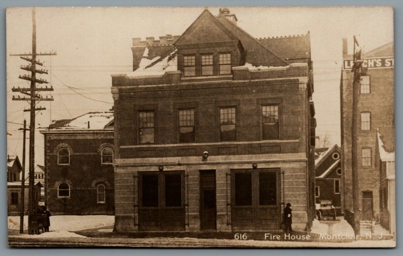 Postcard RPPC Upper Montclair NJ c1910 Fire House Station #2 Street View