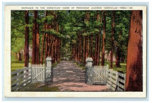 1936 Entrance To Hermitage Home Of President Jackson Nashville TN Postcard