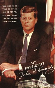Vintage Postcard Portrait of John F. Kennedy 35th President of America