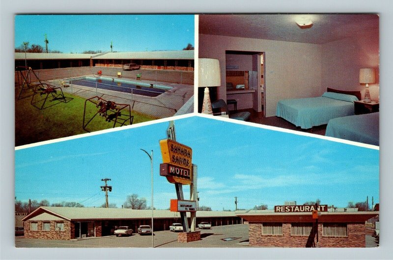 Tucumcari Sahara Sands Motel Advertising Classic Cars Chrome New Mexico Postcard 