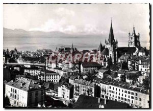 Modern Postcard Lausanne Bessieres Bridge and Cathedral