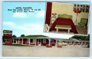 LAS CRUCES, NM ~ MOTEL PARADISE 1954 Roadside Linen Dona Ana County  Postcard