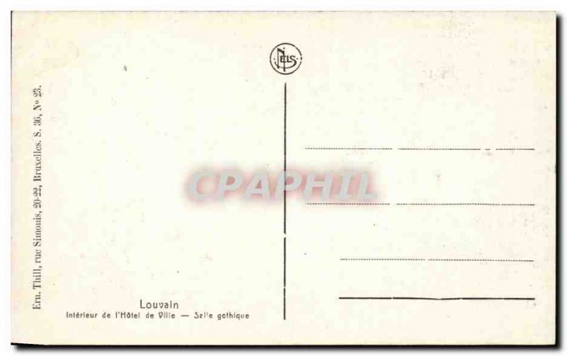Old Postcard Belgium Leuven Interior of & # 39Hotel city Gothic Room