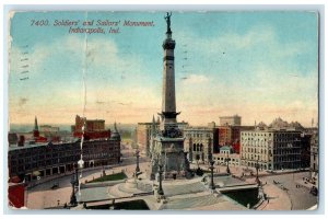 1912 Bird's Eye View Soldiers And Sailors Monument Indianapolis Indiana Postcard