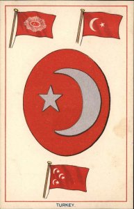 Patriotic Coat of Arms & Country Flag EFA Series c1910 Postcard TURKEY