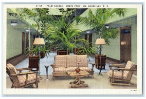 c1940's Palm Garden Grove Park Inn Restaurant Asheville North Carolina Postcard