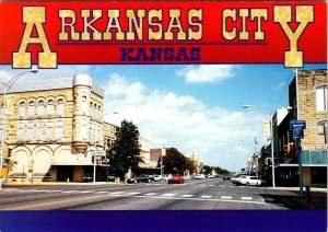 Arkansas City, KS Kansas  STREET SCENE~Downtown COWLEY COUNTY  1994 4X6 Postcard