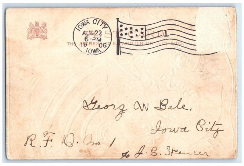 1906 Birthday Trompo Spin Children Embossed Iowa City IA Antique Postcard