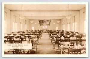 Kohler Wisconsin~US Flag Over Door~Dining Room, American Club~1920s Sepia RPPC