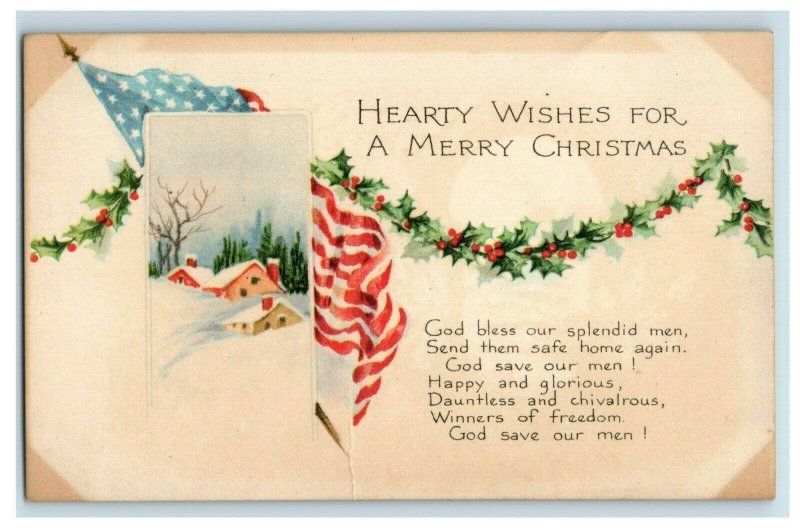 c. 1910 Patriotic Christmas U.S. Flag #2 Postcard P42 