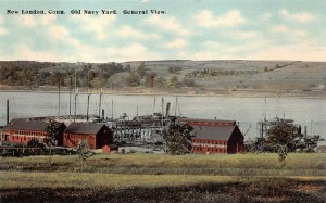 OLD NAVY YARD GENERAL VIEW NEW LONDON CONNECTICUT POSTCARD (c. 1910)