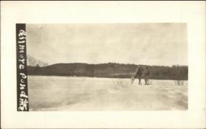 Snowshoeing Snowshoes - Gilmore Pond ME or NH? c1910 Real Photo Postcard