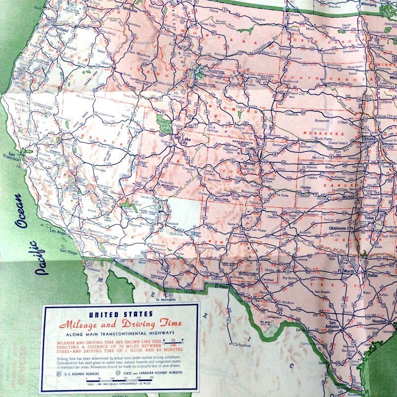 Circa 1950 Montana Road Map Phillips 66 Petroleum Company Advertising